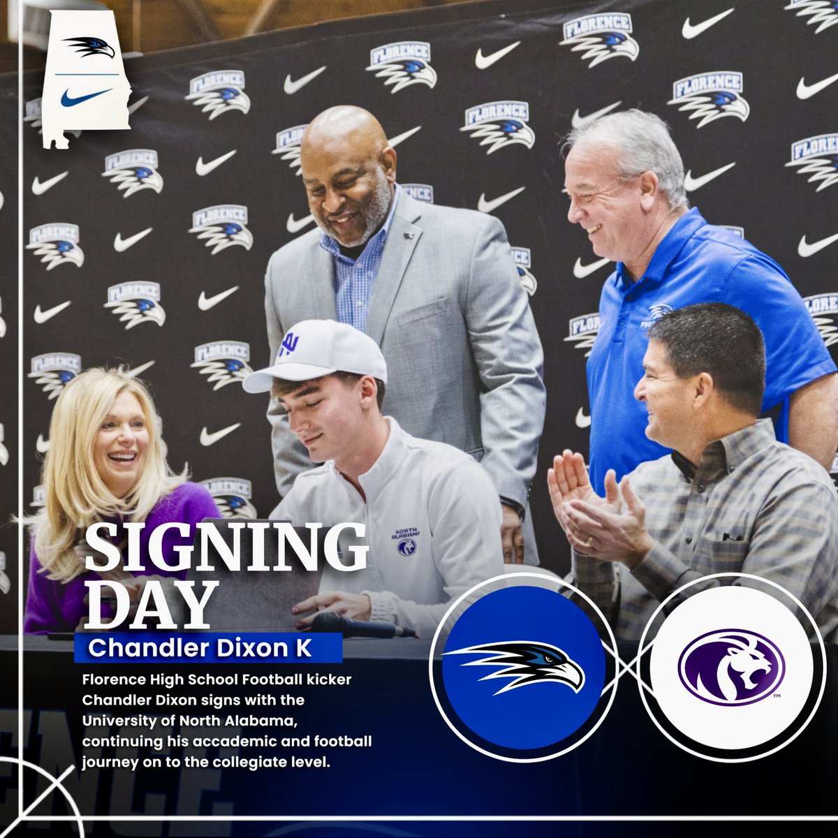Florence High School Football 
Signing Day 2025! 

🖊️Chandler Dixon K
🏈University of North Alabama 

🖊️Tory Jones WR 
🏈Huntingdon College 

#GoFalcons #WeAreFalcons