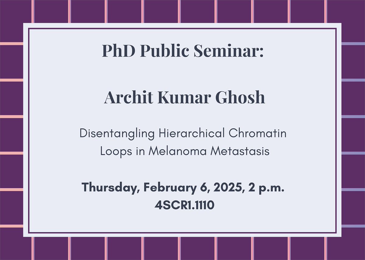 Upcoming defense not included in The Essential: PhD Public Seminar: Archit Kumar Ghosh. Thursday, February 6, 2025, 2 p.m., 4SCR1.1110. #WeAreGSBS