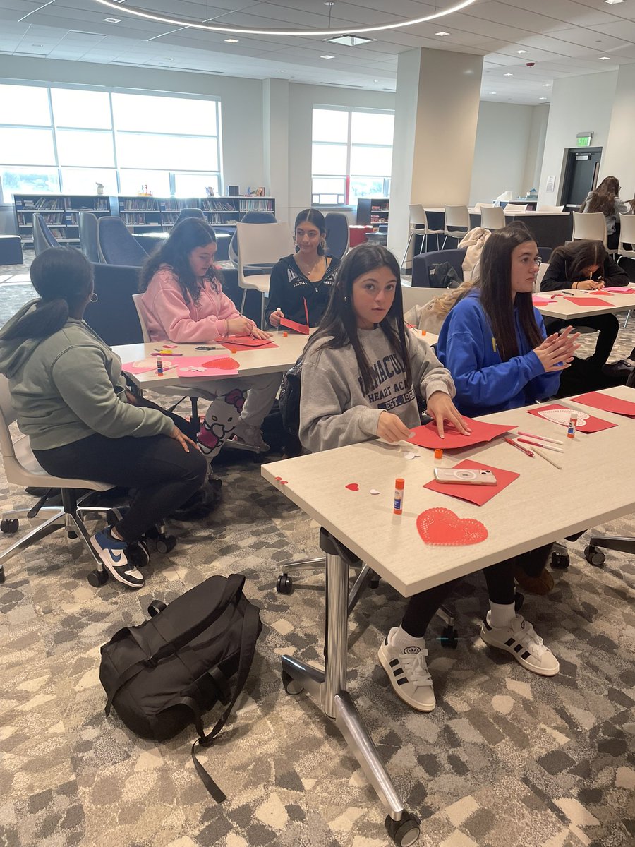 This afternoon the LMS Wonder Girls made Valentines for the Senior Citizen Community of Lyndhurst.