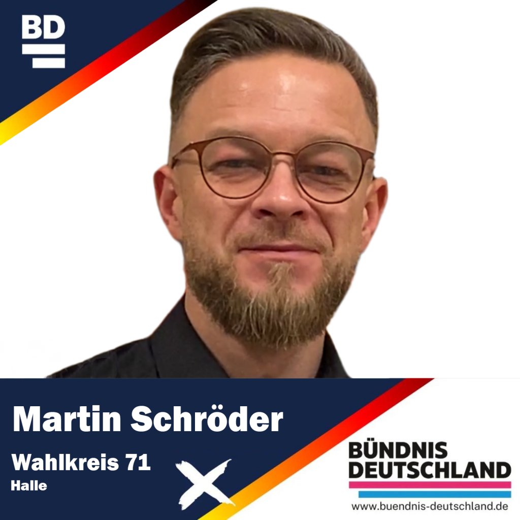 SchroederMartin's tweet photo. Am 23.2.25 ❌ BÜNDNIS DEUTSCHLAND statt Ideologie oder leere versprechen!

Werdet Mitglied!
https://t.co/aPkfnLPI6x

Für alle, die es genau wissen wollen. Hier geht es zu unserem Wahlprogramm:
https://t.co/f6HExWHxEl

#Halle #Wahlkreis71 #Landsberg #Sandersdorf #Zörbig https://t.co/kQCTN0p9Jh