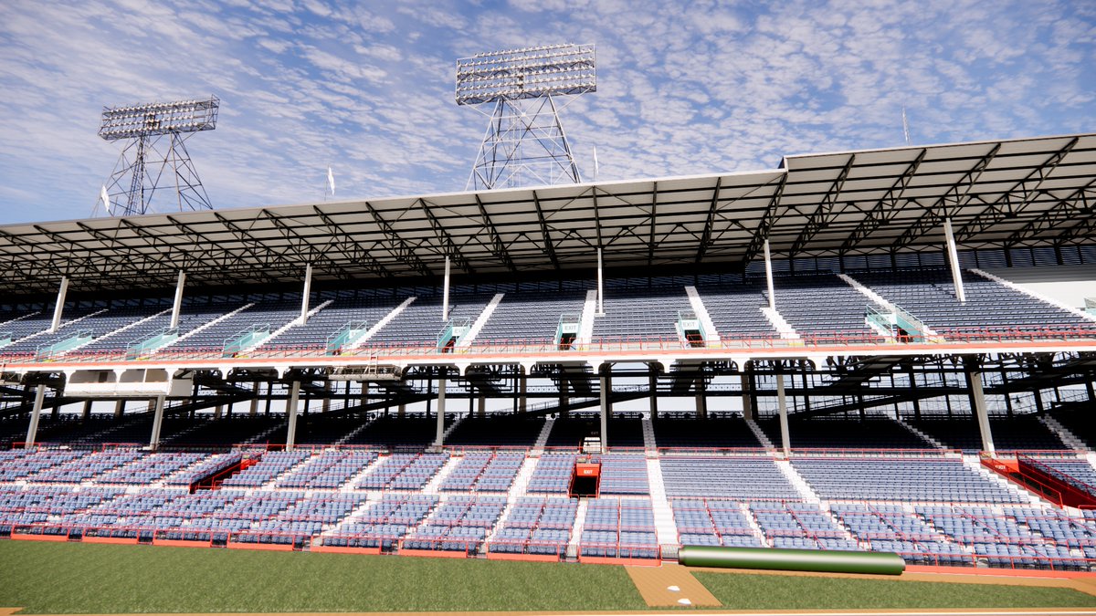 SportsBandbox's tweet photo. Seat installation is now making its way around the main grandstand at virtual Ebbets Field. #Brooklyn #Dodgers #Ebbets #NotAI #Ballpark https://t.co/ZRBG9jZLD8