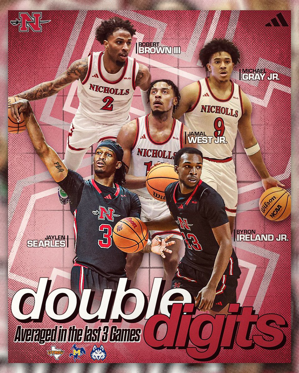 Numbers🗣️

Over our last 3 games, we have FIVE players averaging double figures

#OnlyUs | #GeauxColonels⚔️