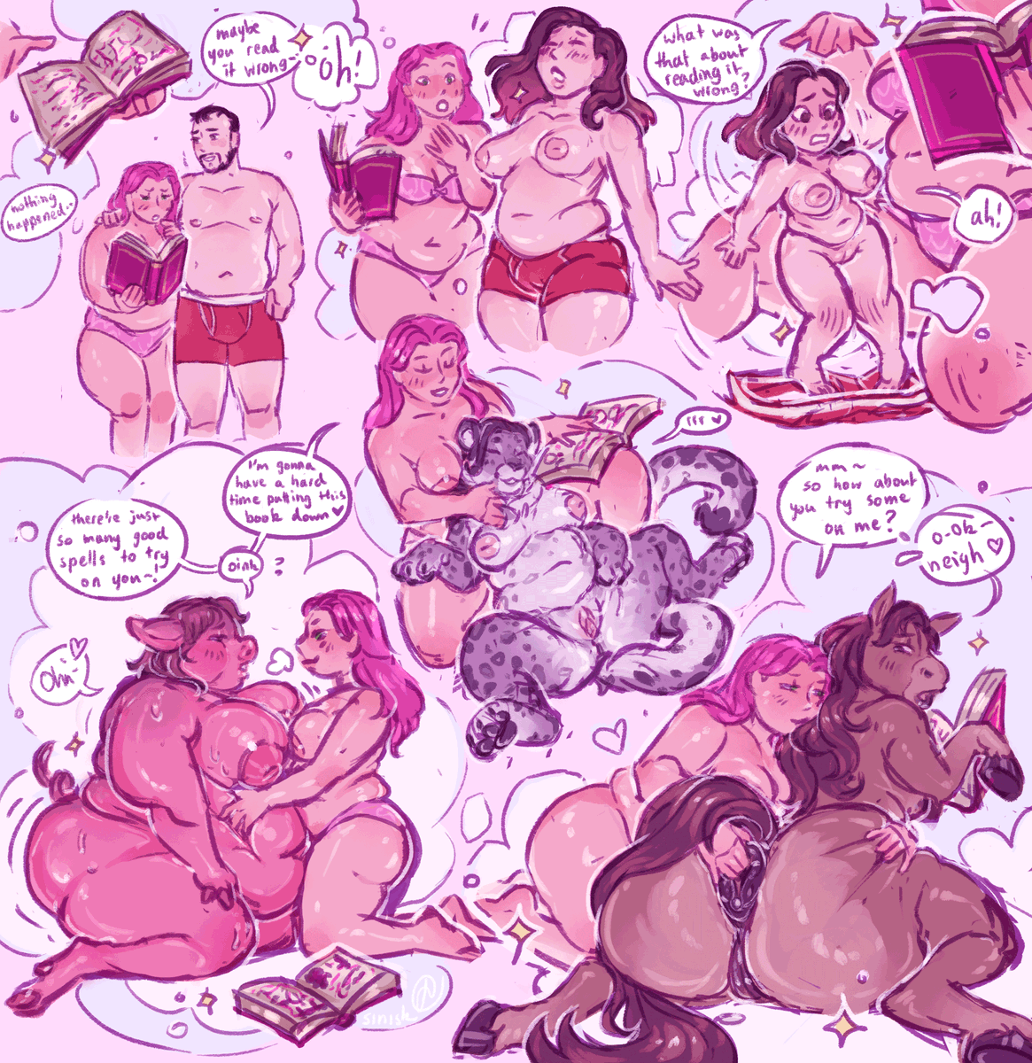 _sinisk's tweet photo. sketchpage comm for @BerryRoller of their characters Lex &amp; Chloe dabbling in a bit of transformation magic~! https://t.co/r9oVoLYRkM