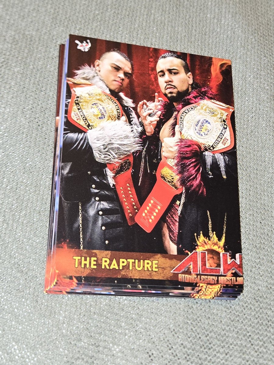 Its #wrestlingcardwednesday can't wait to share this set with the world. Only a few more weeks. But here are a few more of the test prints cards

@jason32796 <a href="/1ReneeMichelle/">Renee Michelle 💋 レネー ミッシェル</a> of Brothers in Arms

<a href="/axxclover/">AXX Clover</a> <a href="/treveraeon/">Trever Æon</a> of Kings of Evil

<a href="/JaySky_Official/">Jay Sky</a> <a href="/RichardAdoniss/">Richard Adonis</a> The Rapture