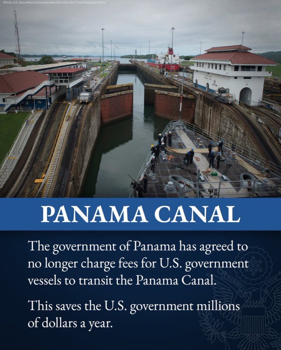 nicksortor's tweet photo. 🚨 #BREAKING: After being ripped off for YEARS, the Trump Department of State has announced US government ships will now transit the Panama Canal FOR FREE

This will save taxpayers MILLIONS of dollars per year.

Another big win! https://t.co/XsRkgYj6IF