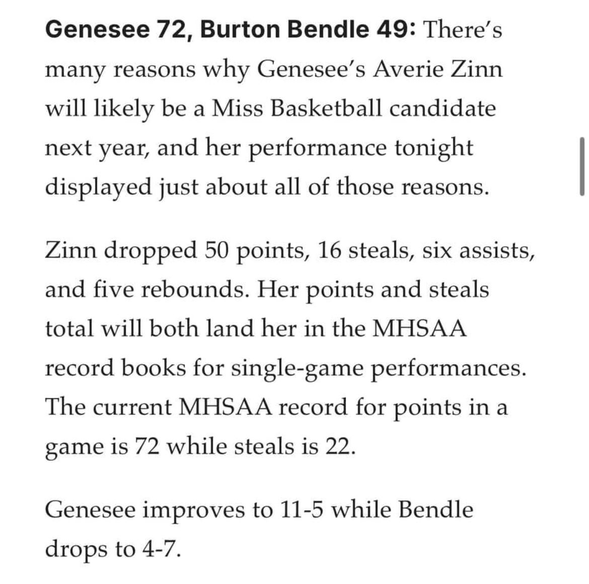 Averie Zinn (@averiezinn3) on Twitter photo Thank you <a href="/MLiveSports/">MLive Sports</a> for the recognition!
<a href="/vjhAlways100/">Always 100</a> <a href="/BTNScouting/">BTN Scouting</a> <a href="/PGHMichigan/">Prep Girls Hoops Michigan</a> Thank you <a href="/MLiveSports/">MLive Sports</a> for the recognition!
<a href="/vjhAlways100/">Always 100</a> <a href="/BTNScouting/">BTN Scouting</a> <a href="/PGHMichigan/">Prep Girls Hoops Michigan</a>