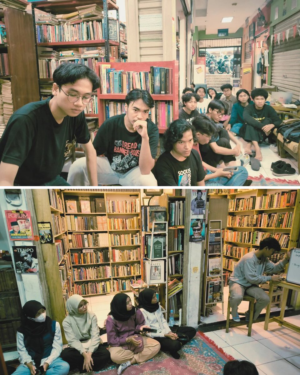 neohistoria_id's tweet photo. Bersama kawan-kawan dari @bengsas, kita membahas Pram dan Realisme Sosialis dalam Sastra di Lorong Buku Batavia, Pasar Gembrong Baru, Jakarta Timur. https://t.co/NA4YuDQRZm