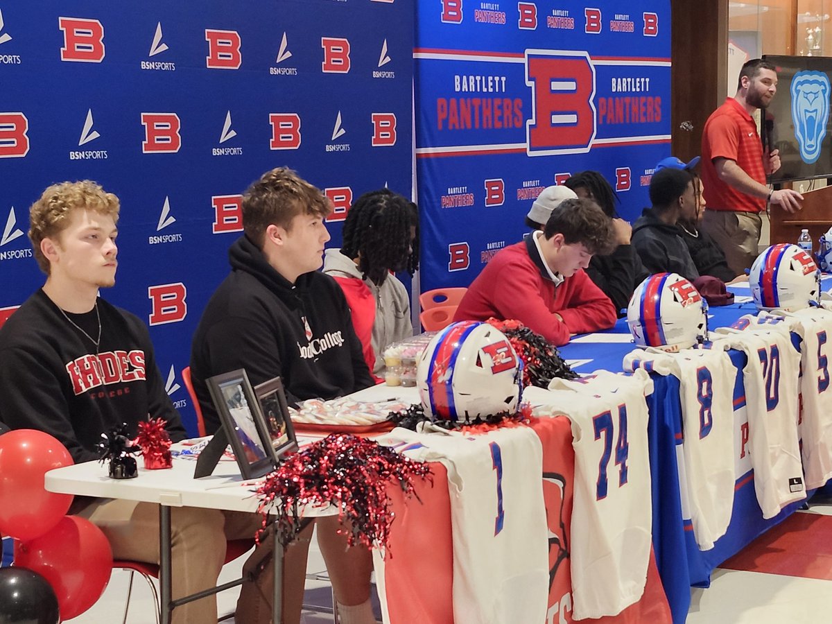 Bartlett had 8 players sign football scholarships today

Congrats to these young men and their families