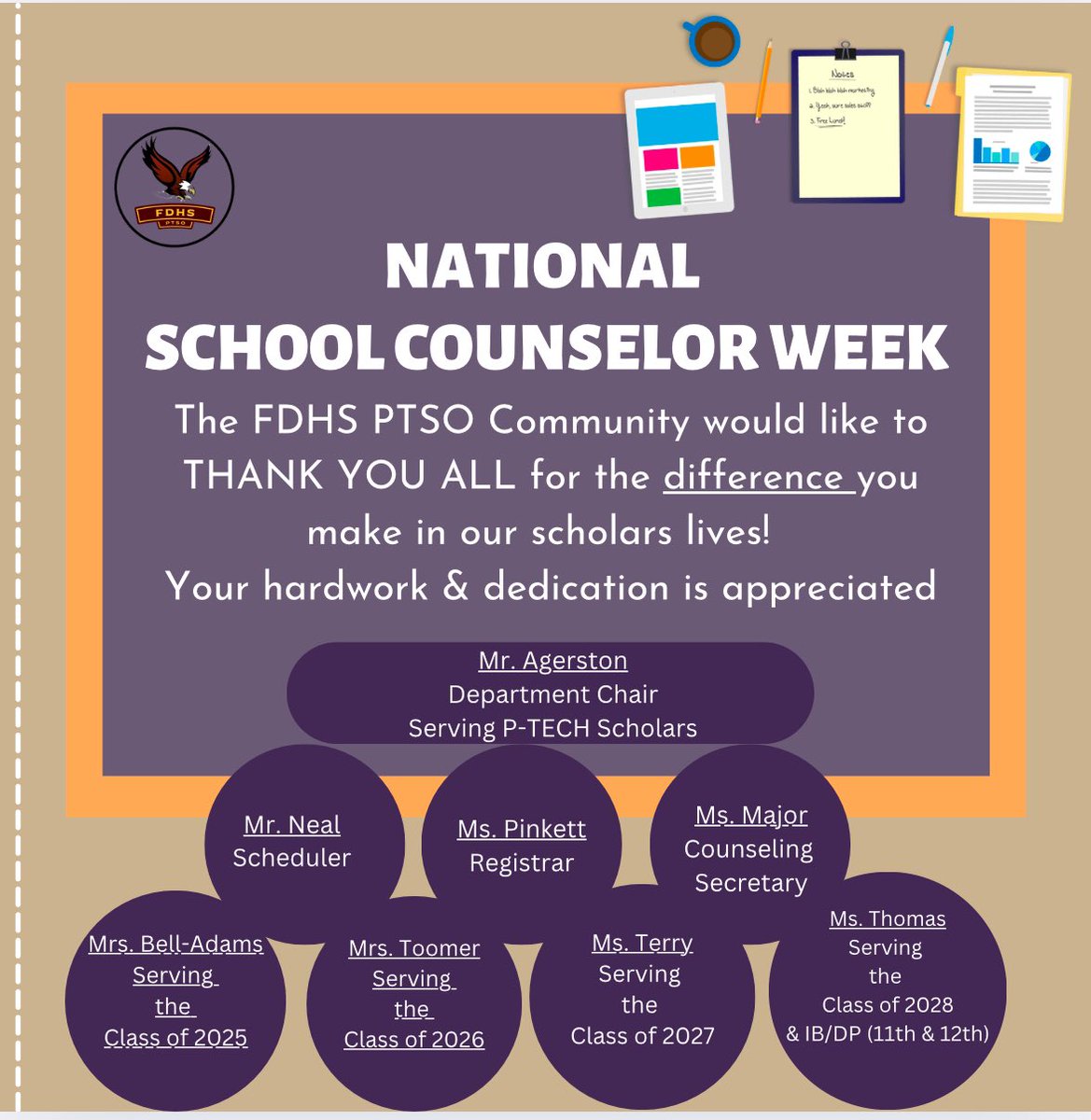 It’s National School Counselor Week

Celebrating a special week of a very special group of FDHS faculty members!