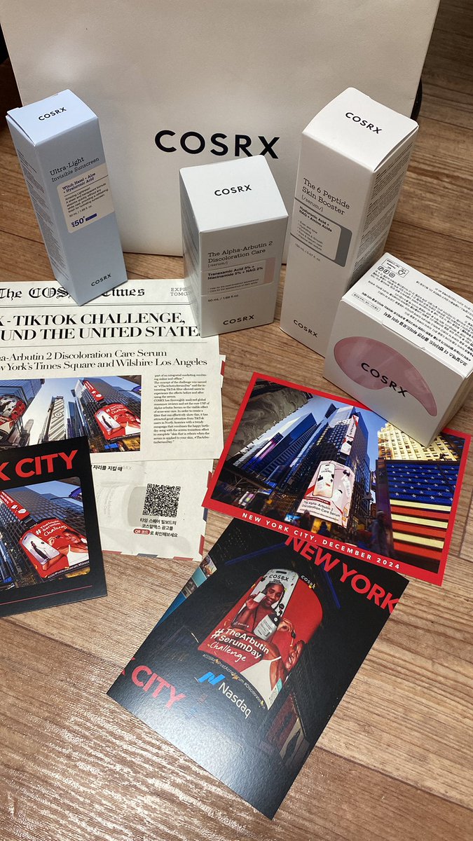thank you <a href="/cosrx/">COSRX</a> ❤️ 
my floor is a world away from the ad in times square but~ 
❤️❤️❤️ 
(-gifted)