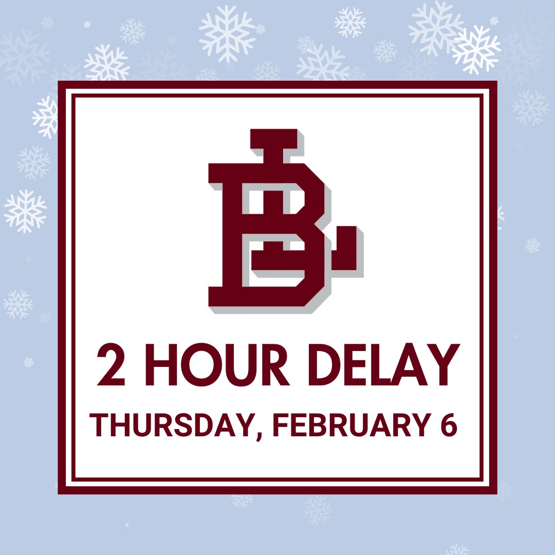 Boys’ Latin will open with a two-hour delay tomorrow, Thursday, February 6. School will begin at 10 AM. We will reevaluate in the morning.  Be safe everyone.