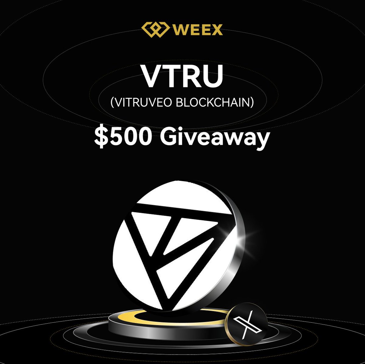 WEEX (@weex_official) on Twitter photo ๐ $VTRU <a href="/vitruveochain/">Vitruveo Blockchain</a> Now Live on WEEX Spot!
$VTRU/USDT spot trading is open from 10:00 UTC, Feb 5.
๐ $500 VTRU Giveaway! 20 winners = $25 each
To participate:
โ๏ธ Follow <a href="/WEEXOfficial/">weeX</a> + Comment WEEXUID
โ๏ธ RT, Like & tag 3 friends
โณ Ends at 10:00 AM UTC, Feb 13.
๐๏ธ ๐ $VTRU <a href="/vitruveochain/">Vitruveo Blockchain</a> Now Live on WEEX Spot!
$VTRU/USDT spot trading is open from 10:00 UTC, Feb 5.
๐ $500 VTRU Giveaway! 20 winners = $25 each
To participate:
โ๏ธ Follow <a href="/WEEXOfficial/">weeX</a> + Comment WEEXUID
โ๏ธ RT, Like & tag 3 friends
โณ Ends at 10:00 AM UTC, Feb 13.
๐๏ธ