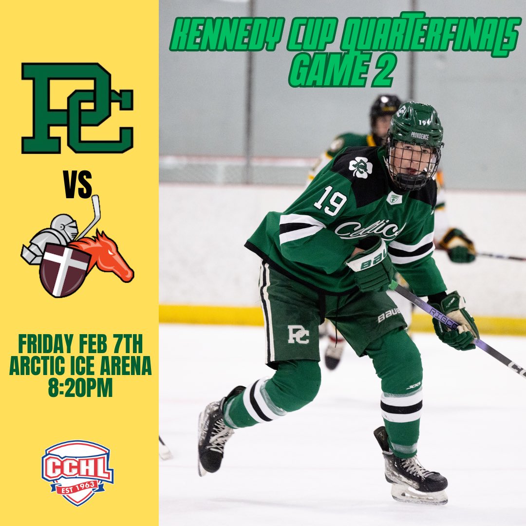 Celtics take on Br. Rice in Game 2 of the Kennedy Cup Quarterfinals this Friday at Arctic! See you there Celtic Nation ☘️☘️