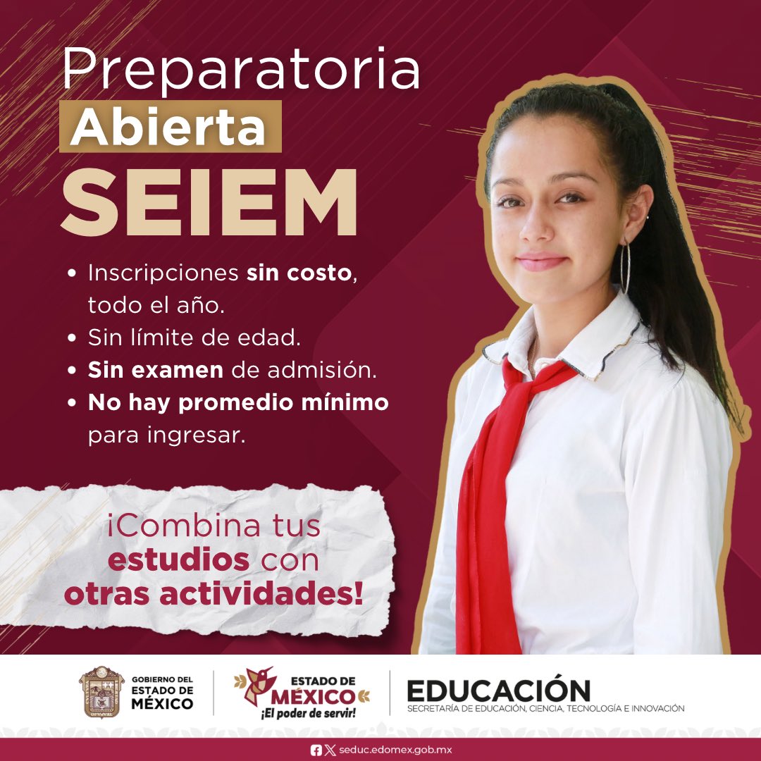 SeducEdoMex's tweet photo. Si deseas iniciar, continuar o concluir tus estudios de educación Media Superior, puedes hacerlo a través de la Preparatoria Abierta de los @SEIEM_.  Informate ➡️ https://t.co/1Vk81yNEM2
☎️  722 279 7700 ext. 1805 https://t.co/2ik7eJQgwl