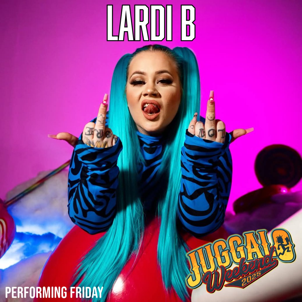 Lardi B at Juggalo Weekend – Friday, February 14th! 

Juggalo Weekend just got extra saucy, because Lardi B is pullin’ up on Friday, February 14th, ready to drop bars thicker than a triple-stacked funnel cake! 

With a style that’s hype, hilarious, and straight-up fire,