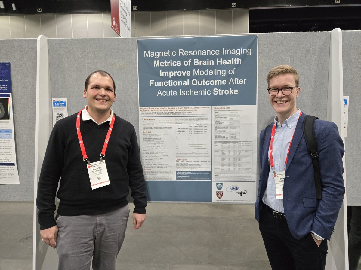 Markus D Schirmer (@schirmermd) on Twitter photo Brain health metrics for the win!
o MRI brain health markers improve models of functional outcomes after stroke
o Effective reserve and brain age are key indicators
o Better brain health = better outcome
Check out MP22 of our very own <a href="/Lindgren_Erik_/">Erik Lindgren</a> #BrainHealth #ISC25 Brain health metrics for the win!
o MRI brain health markers improve models of functional outcomes after stroke
o Effective reserve and brain age are key indicators
o Better brain health = better outcome
Check out MP22 of our very own <a href="/Lindgren_Erik_/">Erik Lindgren</a> #BrainHealth #ISC25