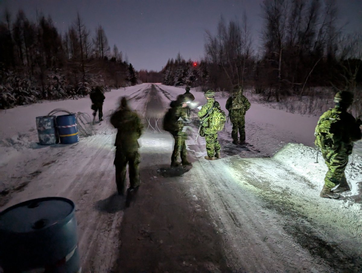 MarcKieley's tweet photo. -21°C tonight in Farnham. The Officer Cadets of A14 are learning how to apply battle procedure and issue tactical orders for section level operations. 

Next week is their hard assessment so it's time to make mistakes and learn lessons.

Did I mention it's cold? https://t.co/3gzZpbhCsL