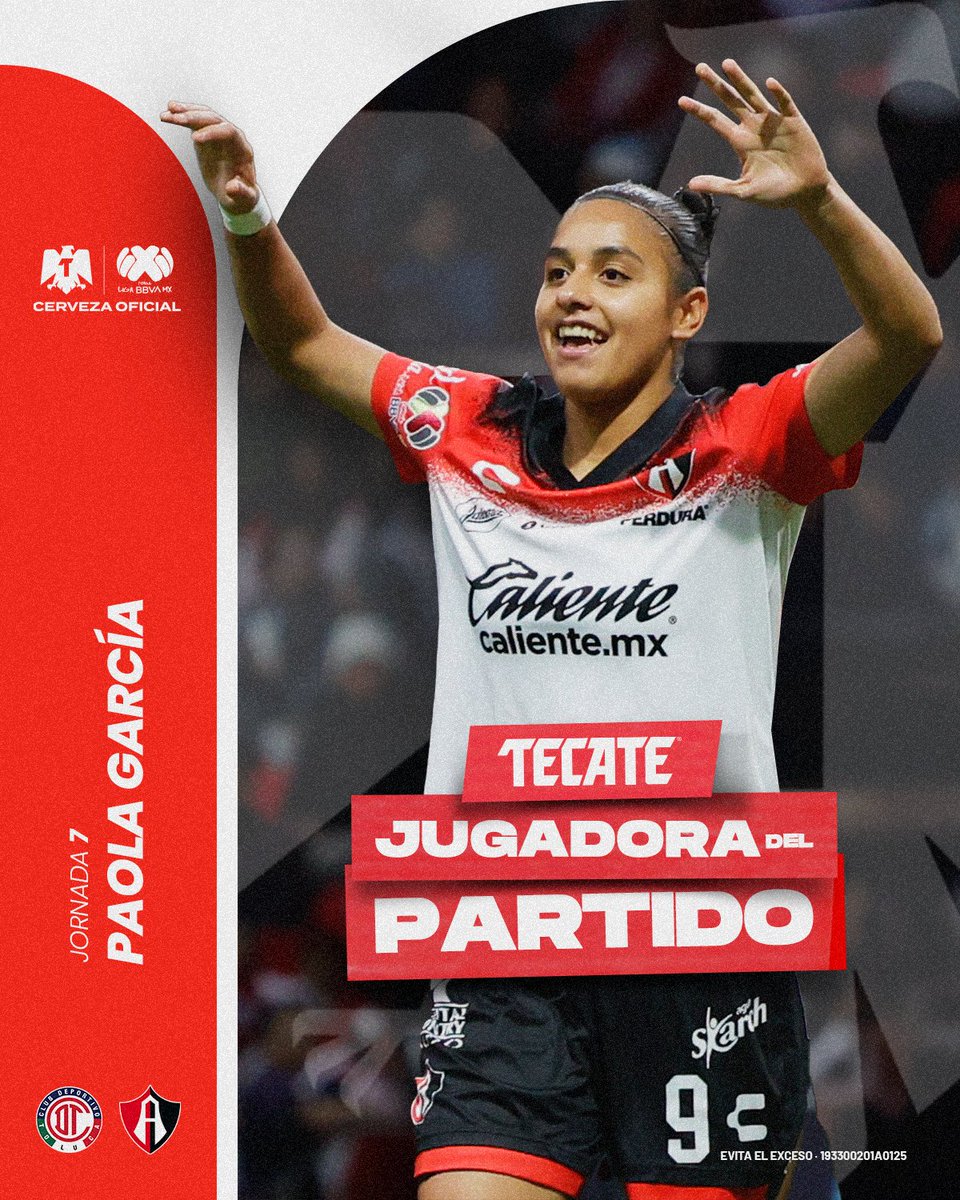 ¡Saluden a la #TecateJugadoraDelPartido, Paola García fue parte fundamental en el triunfo de <a href="/AtlasFCFemenil/">Atlas FC Femenil</a>!  😎🔥

<a href="/CervezaTecate/">Cerveza Tecate</a>