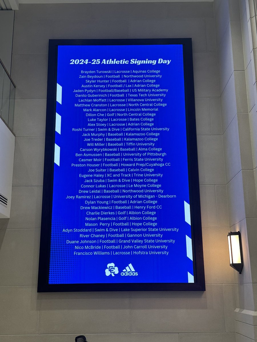SIGNING DAY 2025 FOR THE <a href="/DCCShamrocks/">Detroit Catholic Central Athletics</a> 

36 YOUNG MEN COMMITTING TO CONTINUE THEIR ACADEMIC AND ATHLETIC CAREERS WITH OVER 150 IN ATTENDANCE!!

Thank you to our families for sharing your sons with us. To our scholar athletes, know that you are loved and that we will always be