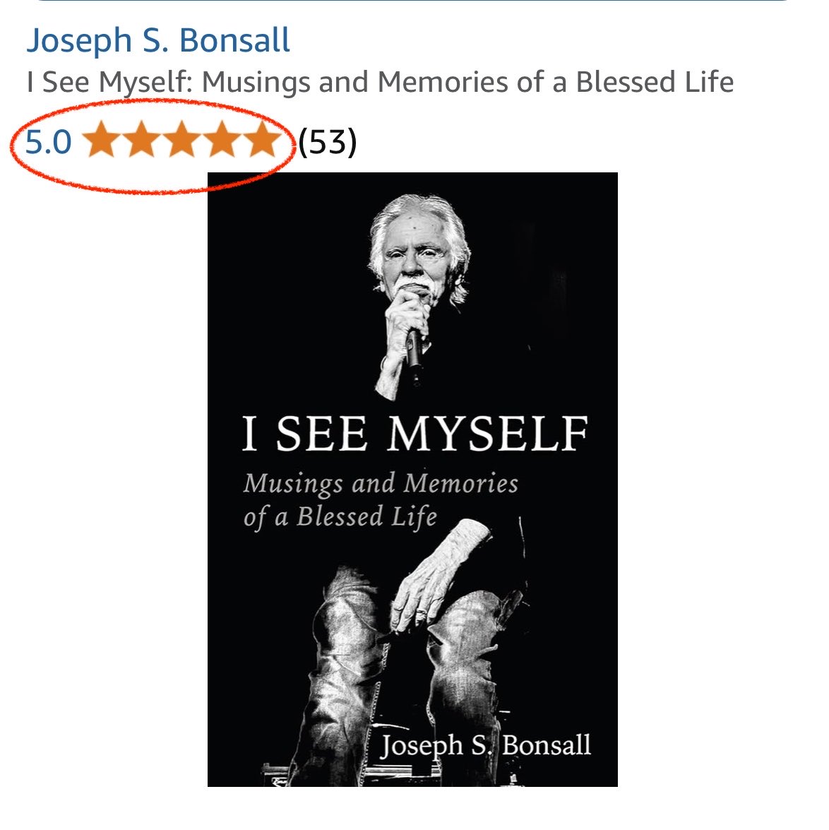 This is so cool! ⁦<a href="/joebonsall/">Joe Bonsall</a>⁩ #ISeeMyself 50+ 5-star reviews!!