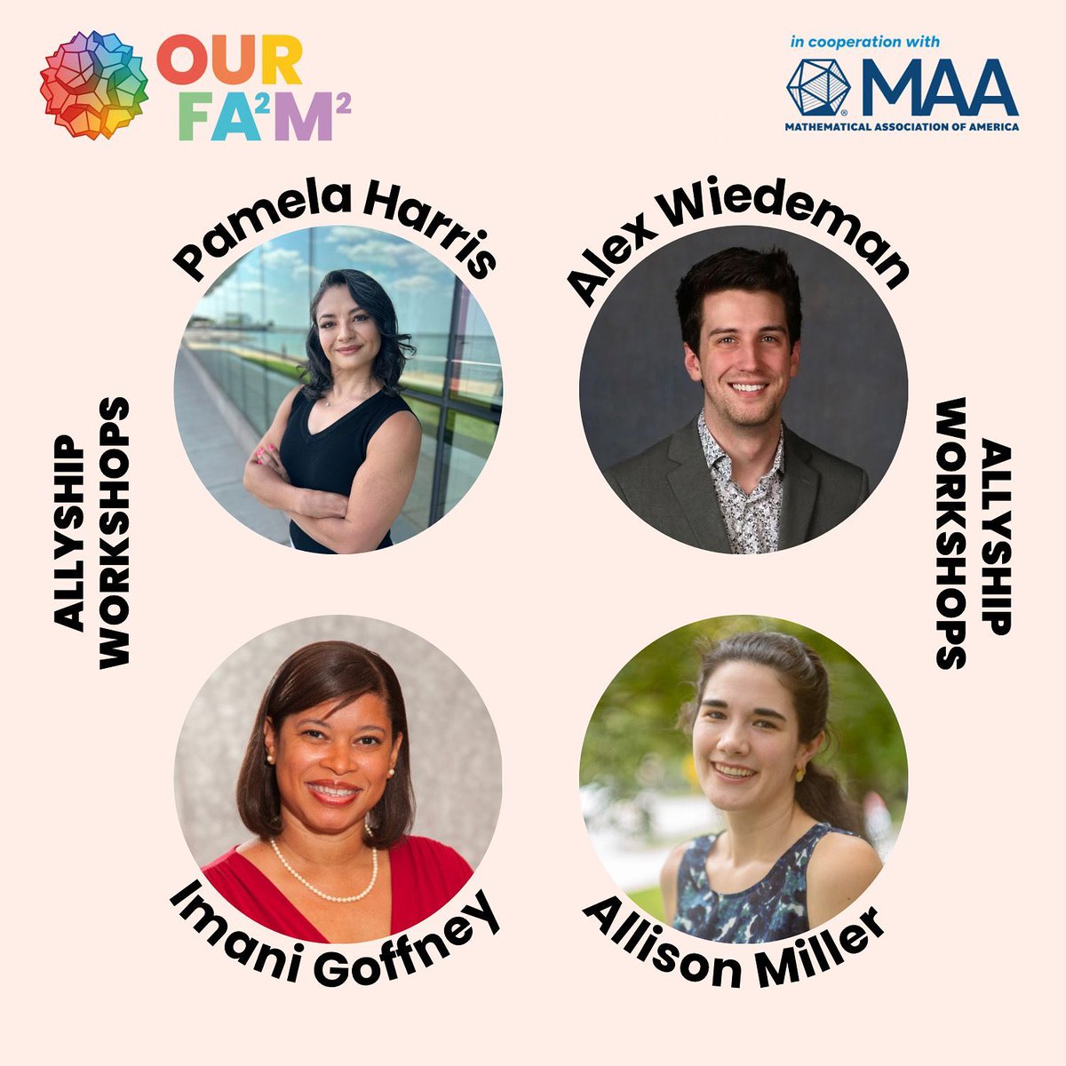Meet the Allyship Workshops speakers for the OURFA2M2 conference: February 8-9 2025!

Allyship Workshops empower faculty with tools to support and advocate for students of marginalized identities. 

For more info and to register for the event, visit ourfa2m2.org