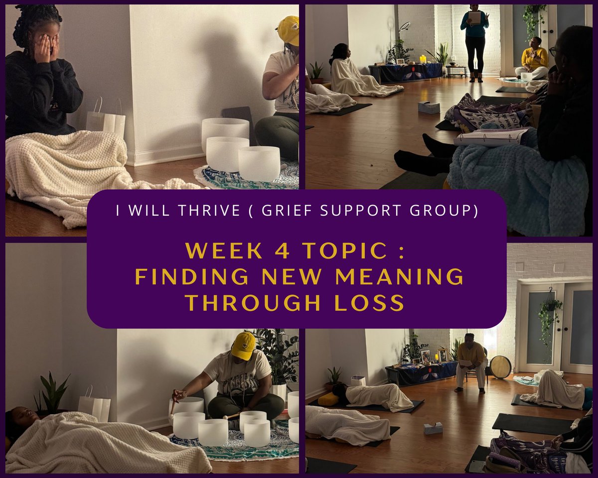 tymetothrive's tweet photo. Grief doesn’t mean the end of our story—it’s an invitation to rewrite it. 🖊️✨
Week 4 of our ‘I Will Thrive’ grief support group focused on Finding New Meaning Through Loss. 💜💛
Join us on this journey. #IWillThrive #FindingMeaningThroughLoss #YouAreNotAlone #TymetoThrive https://t.co/5YKh5ksJQt