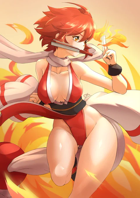 I havent drawn Mai Shiranui, but heres an old picture I drew of Hinoka wearing Mai Shiranui outfit #fireemblem #不知火舞 