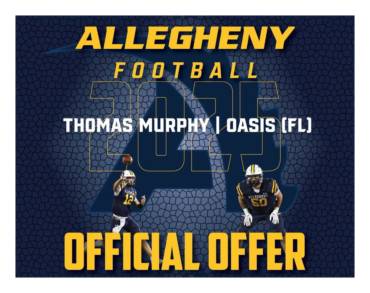 After a great phone call with Coach layer I'm blessed to say I have received my 2nd official offer from Allegheny! #AGTG #gogators