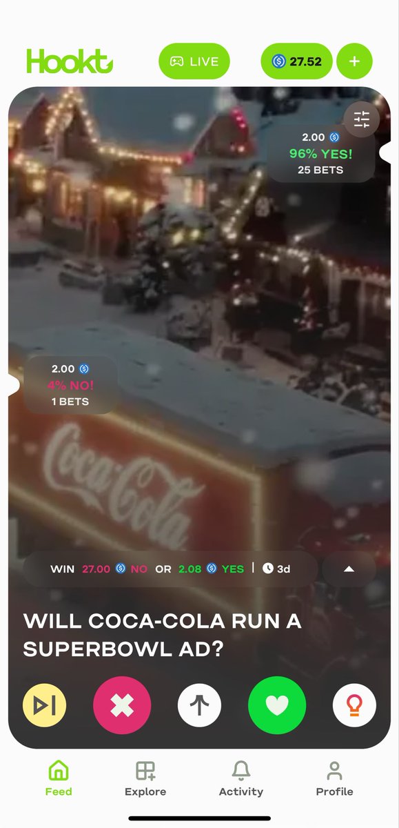 0x54e's tweet image. Almost +1300% gain if Coca-Cola does not run an ad in the Super Bowl😂

@Hookt_app #hookt