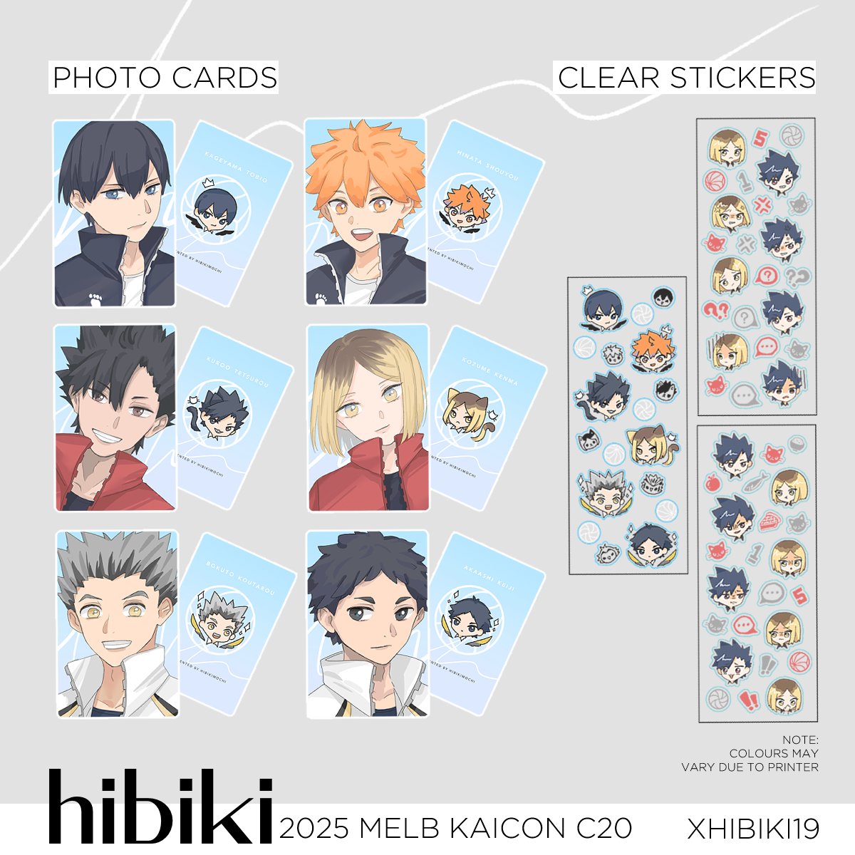 xhibiki19's tweet photo. 🩵First con for the year at Melb Kaicon table C20 with @naruwu this weekend! ✨️ With new ORV Photo Cards + 🏐 Haikyuu merch + old merch!

See you there! 🩵 

🍡 Table C20
🖼 Melbourne Kaiga Con
📅 8-9 Feb https://t.co/P232kPoqtD