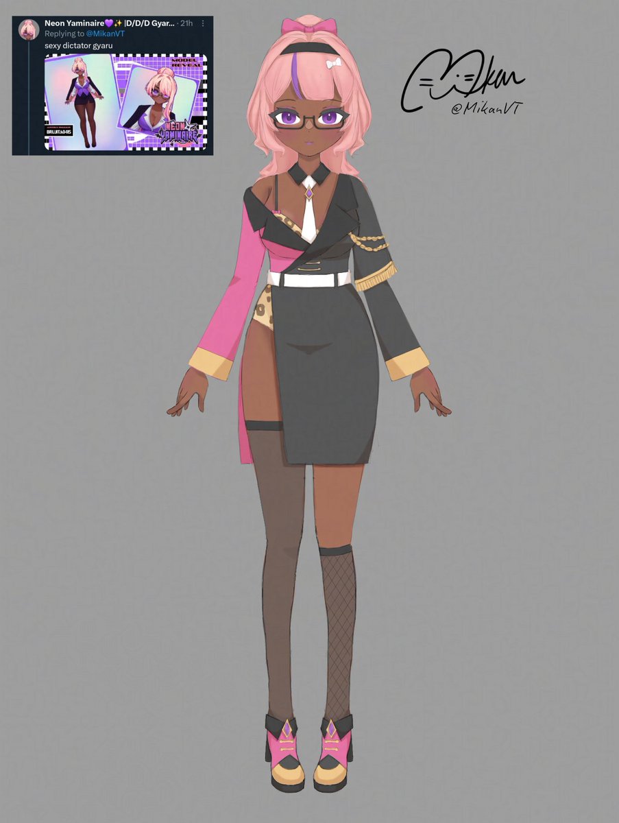 Mikan ♨️ Capybara Vtuber (@mikanvt) on Twitter photo Character design for <a href="/NeonYaminaire/">Neon Yaminaire💜✨Gyaru boss Vtuber</a> ✨️ Thank you!!
Hope this fits the themes!
📝 Sexy x dictator x gyaru Character design for <a href="/NeonYaminaire/">Neon Yaminaire💜✨Gyaru boss Vtuber</a> ✨️ Thank you!!
Hope this fits the themes!
📝 Sexy x dictator x gyaru