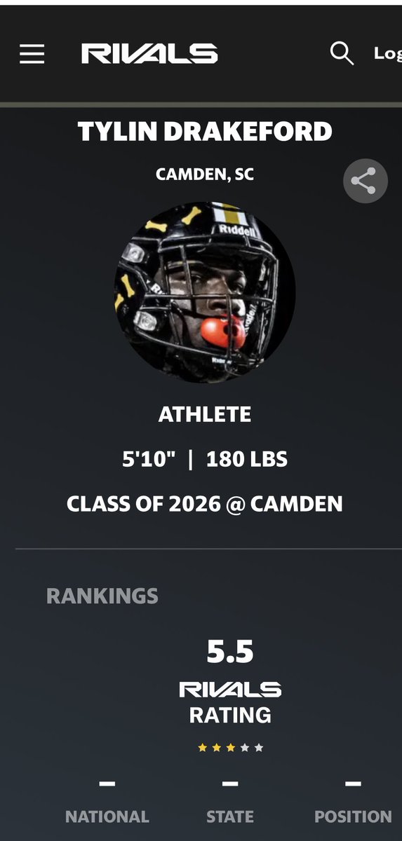 Blessed to be rated a 3 ⭐️ ATH by @rivals. Still got work to do!!!