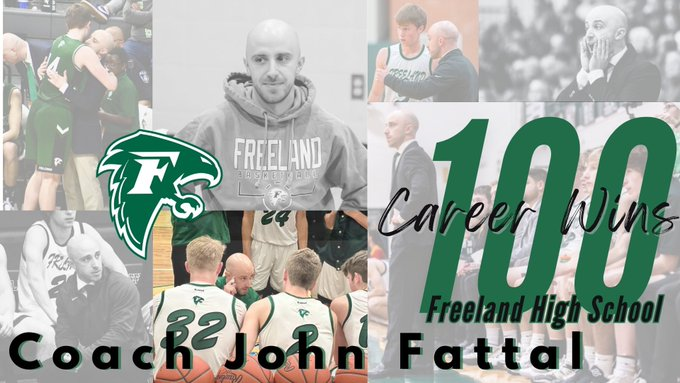 Freeland head coach John Fattal won his 100th game as a head coach tonight.

<a href="/FreelandHoops/">Freeland Boys Basketball</a>