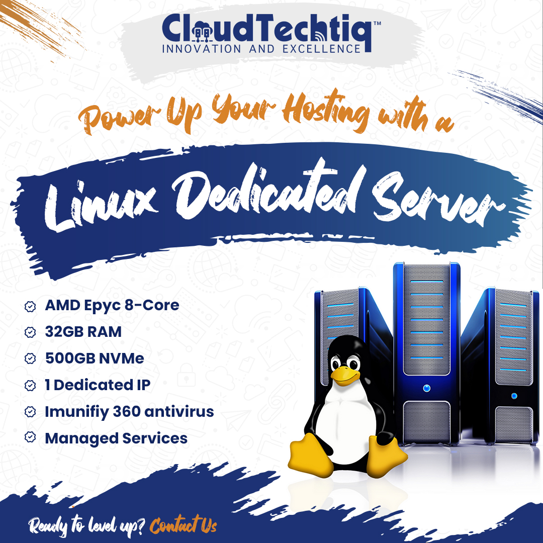 CloudTechtiq's tweet image. 🖥️ AMD Epyc 8-Core | 32GB RAM | 500GB NVMe | Managed Services – The perfect server setup for speed and security!

👉 Contact Us Now to Get Started!

For More Information about this:- ☎️0141 350 0931

#cloudtechtiq #linuxserver #linuxdedicatedserver #server #Managedservices #nvme