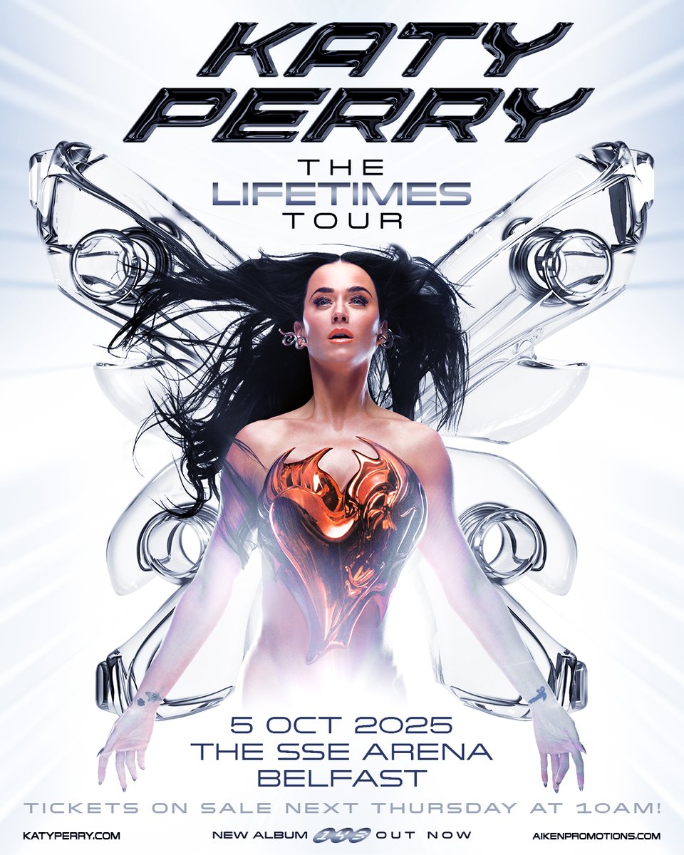 ★ ★ 𝗝𝗨𝗦𝗧 𝗔𝗡𝗡𝗢𝗨𝗡𝗖𝗘𝗗 ★ ★ 

Returning to Belfast for her first show in ten years, Global pop superstar, <a href="/katyperry/">KATY PERRY</a> has just announced a date for <a href="/SSEBelfastArena/">The SSE Arena, Belfast</a> on 5 October 2025 as part of her The Lifetimes Tour! 🩶🔥

🎫 Tickets on sale Thursday 13 February at