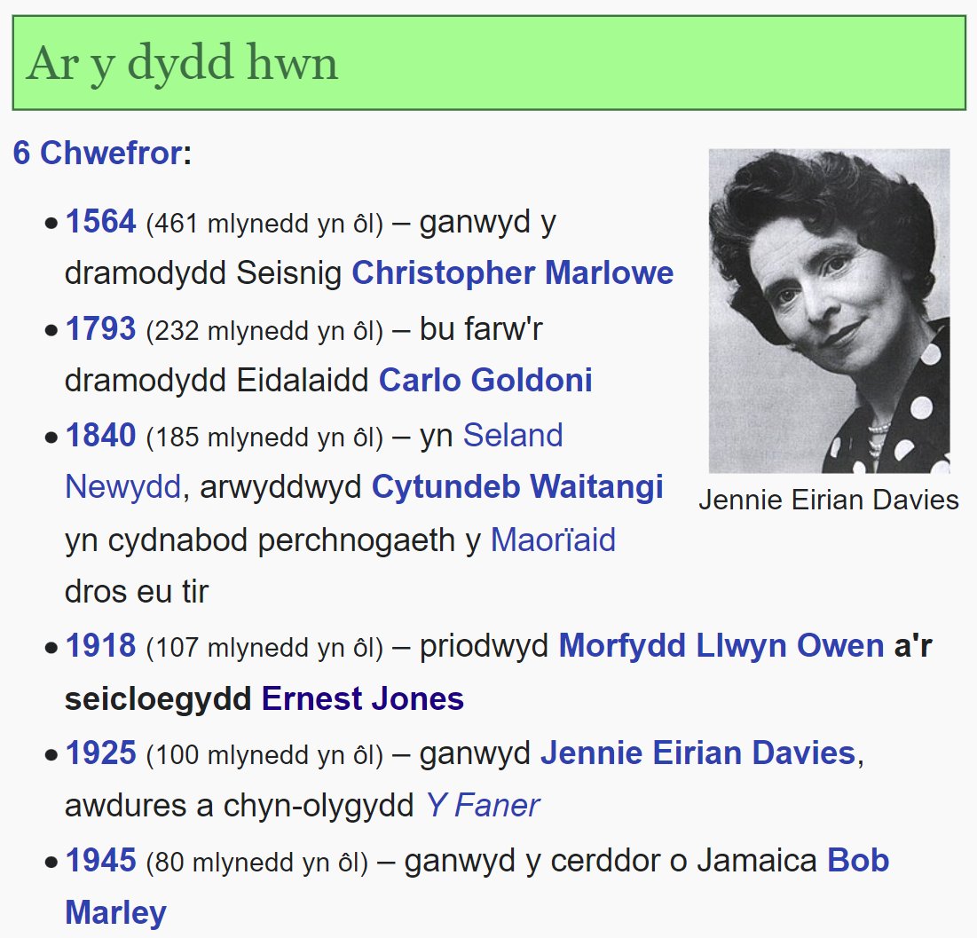 Wici Cymru (@wicicymru) on Twitter photo 100 mlwyddiant!
#aydh Ar y dydd hwn yn 1925 (100 mlynedd yn ôl) – ganwyd Jennie Eirian Davies, awdures a chyn-olygydd Y Faner.
cy.wikipedia.org/wiki/Jennie_Ei…
<a href="/tudurdylanjones/">Tudur Dylan Jones 🏴</a> <a href="/MenywodCymru/">MenywodCymru</a> <a href="/WPW_MCC/">Women Publishing Wales - Menywod Cyhoeddi Cymru</a> <a href="/YWAWR/">Merched y Wawr</a> 100 mlwyddiant!
#aydh Ar y dydd hwn yn 1925 (100 mlynedd yn ôl) – ganwyd Jennie Eirian Davies, awdures a chyn-olygydd Y Faner.
cy.wikipedia.org/wiki/Jennie_Ei…
<a href="/tudurdylanjones/">Tudur Dylan Jones 🏴</a> <a href="/MenywodCymru/">MenywodCymru</a> <a href="/WPW_MCC/">Women Publishing Wales - Menywod Cyhoeddi Cymru</a> <a href="/YWAWR/">Merched y Wawr</a>