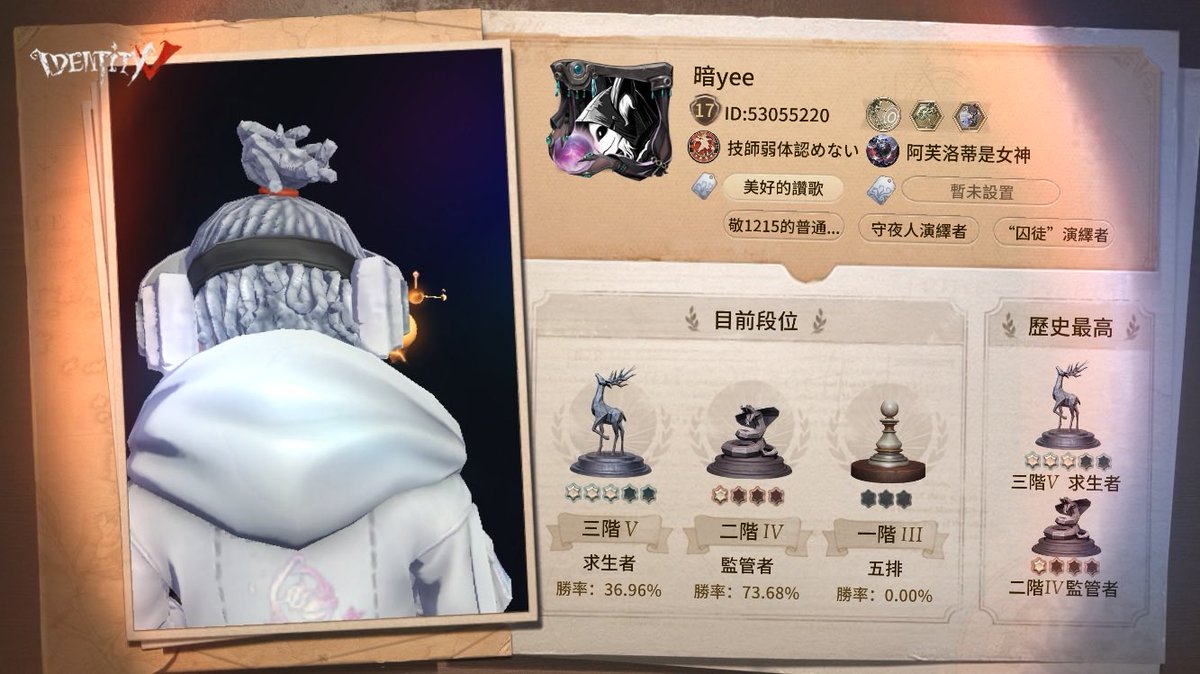jeffsik8787's tweet photo. 我在“第五人格”，快來和我一起玩吧！ https://t.co/DcSLpebAKs