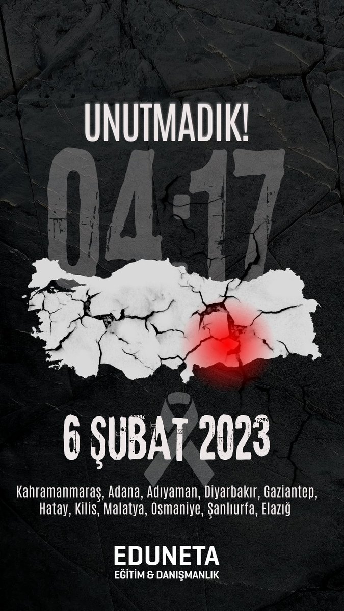 📌 6 Şubat 2023
Unutmadık, unutmayacağız...
Depremde kaybettiklerimizi rahmetle anıyor, geride kalanlara sabır ve güç diliyoruz. 💙