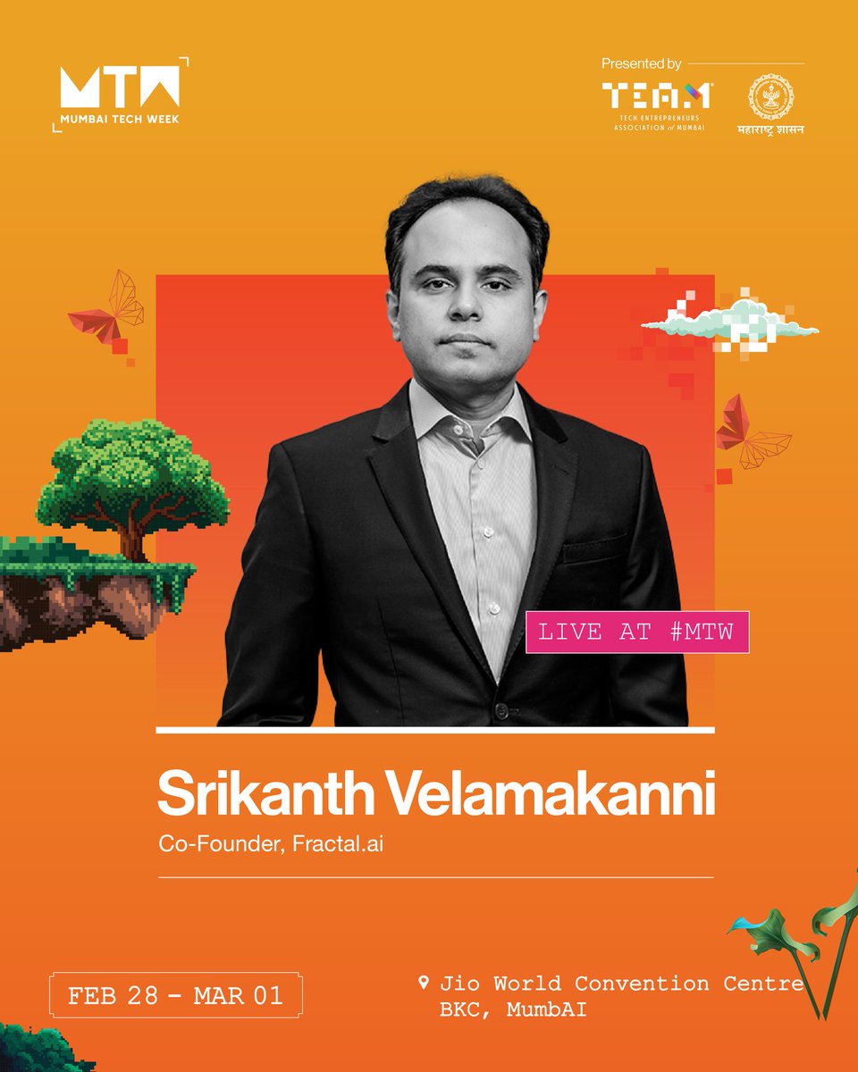 Tech Entrepreneurs Association of Mumbai (TEAM) (@mumbai_tech_) on Twitter photo Peek into the future of AI-powered analytics with <a href="/srikanth/">Srikanth Velamakanni</a> at #MumbaiTechWeek 2025! He's not just predicting the future; he's building it. 🚀 Discover how AI is revolutionizing business decisions.
đź”—Register now!
mumbaitechweek.com
#MTW2025 #MumbaiTechWeek2025 #Mumbai Peek into the future of AI-powered analytics with <a href="/srikanth/">Srikanth Velamakanni</a> at #MumbaiTechWeek 2025! He's not just predicting the future; he's building it. 🚀 Discover how AI is revolutionizing business decisions.
đź”—Register now!
mumbaitechweek.com
#MTW2025 #MumbaiTechWeek2025 #Mumbai