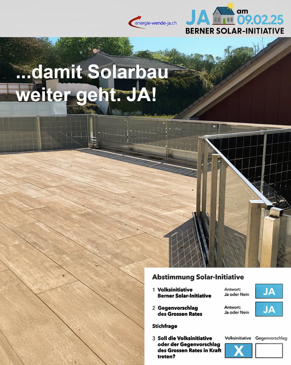 JA 👍🏽: Der Kanton Bern kann sofort das Geld für wirtschaftlichen Winterstrom abholen.  Jetzt JA 👍🏽 zur Berner Solarinitiative.