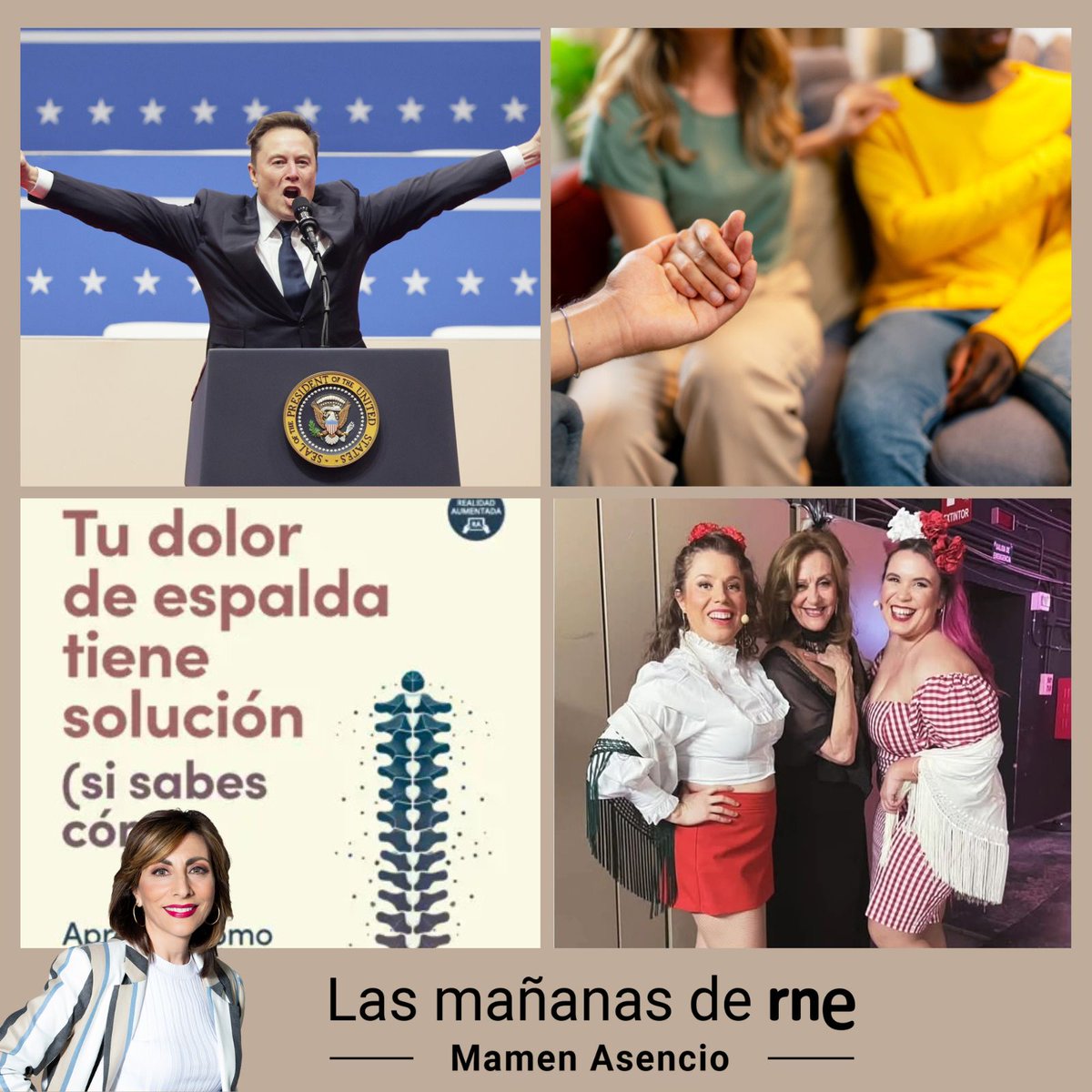 ¡Arrancamos con <a href="/MamenAsencio/">Mamen Asencio</a>!

🔹 La filosofía Elon Musk <a href="/eledututor/">Eduardo Infante</a> 

🔹 Centro de Rehabilitación Psicosocial <a href="/dr_rosamolina/">Rosa Molina</a> 

🔹 'Tu dolor de espalda tiene solución' 

🔹 Olga María Ramos <a href="/LProvincianas/">LivianasProvincianas</a> 

🔴 DIRECTO rtve.es/rneaudio
🎧 PODCAST rtve.es/play/audios/la…