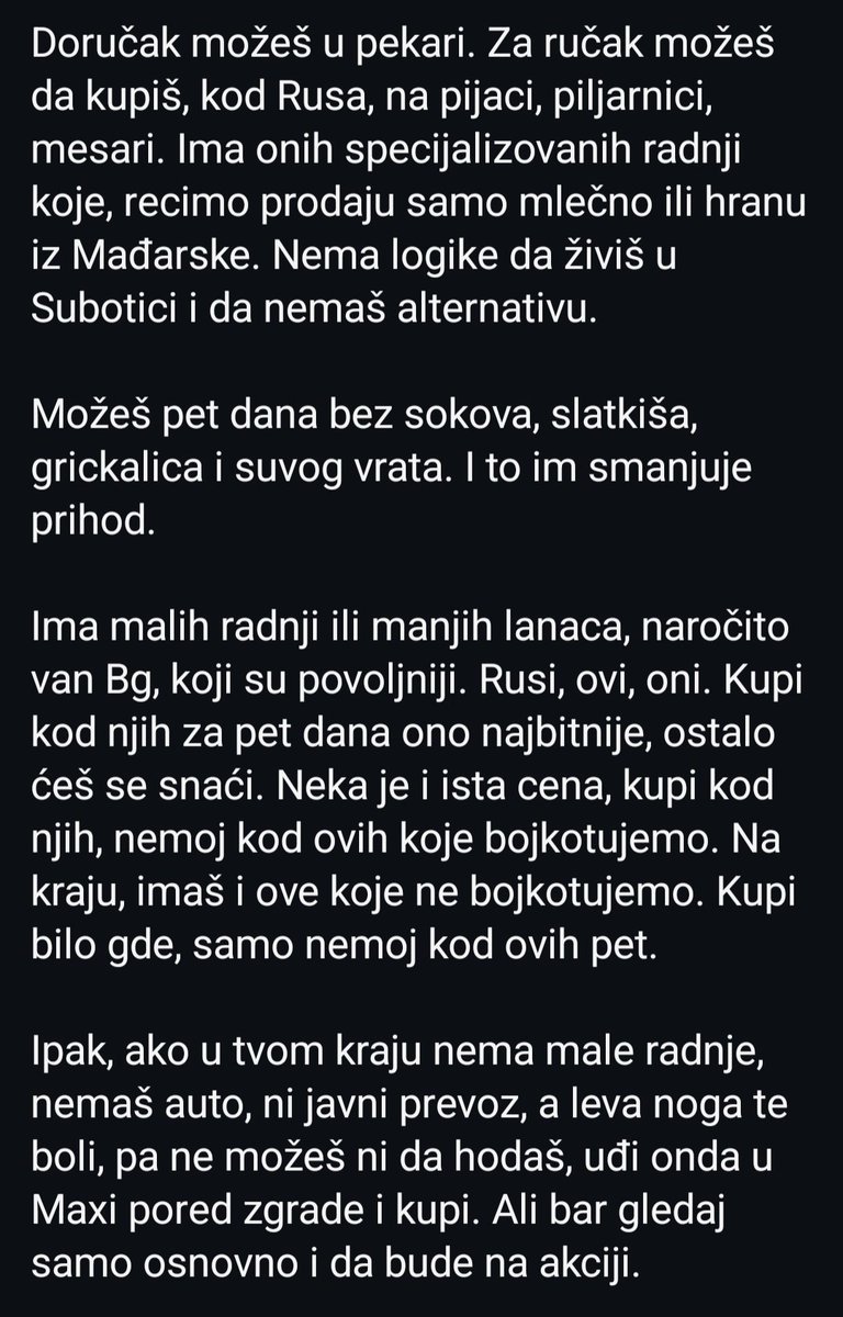 UBKEFEKTIVA's tweet photo. Da li ćeš umreti od gladi ako bojkotuješ❓

Tekst je malo duži, na slikama je u nastavku, ali obavezno ga pročitajte. Daje neke odgovore.

Još jednom molba. Bojkotom se bavimo poslednjih deset dana. Ima i ranijih tekstova objašnjenja. Čitajte pažljivo! https://t.co/dpyIuwZ065