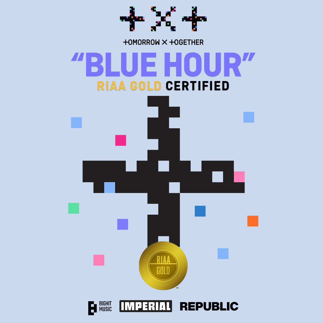 TXT_bighit's tweet image. MOA, thank you for all the love and support!
We are honored to have received Gold Certification with &apos;Blue Hour&apos; &amp;amp; &apos;0X1=LOVESONG (I Know I Love You) feat. Seori&apos; 📀! @RIAA 

#투모로우바이투게더 #TOMORROW_X_TOGETHER #TXT