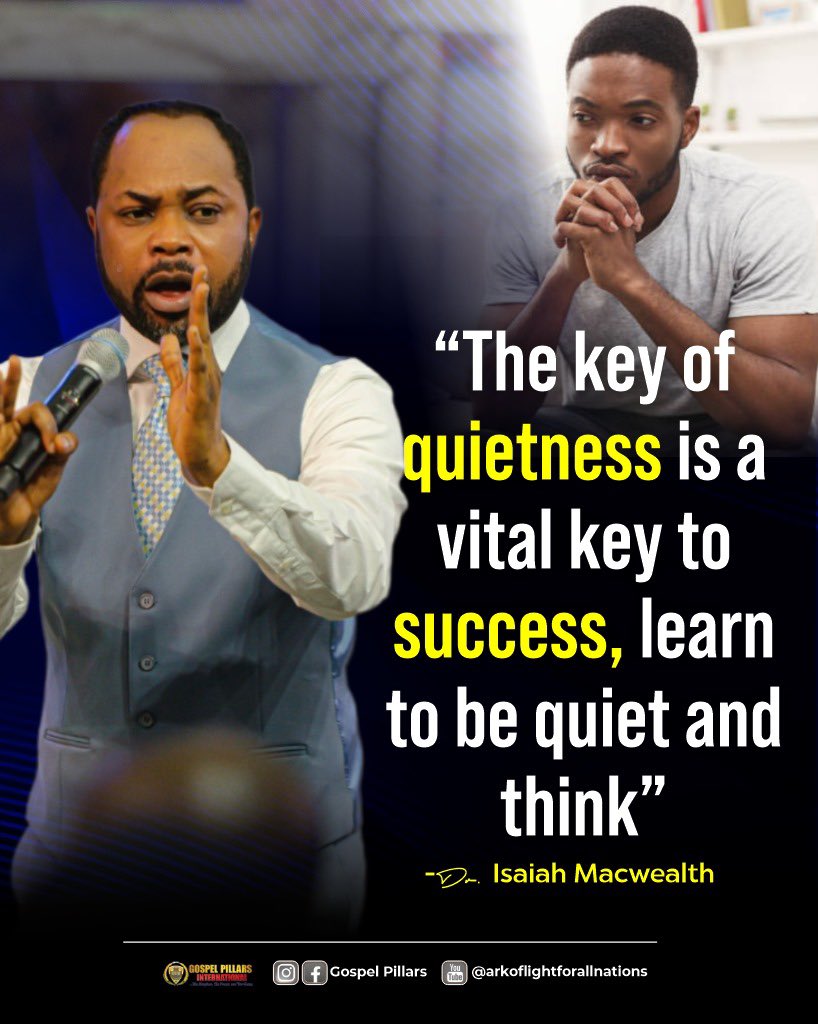 gospelhotspot0's tweet photo. To be successful is to learn the habit of quiet time.

#arkoflightforallnations
#gospelpillarschurch
#prophetisaiahmacwealth https://t.co/QtQfeyyYWw