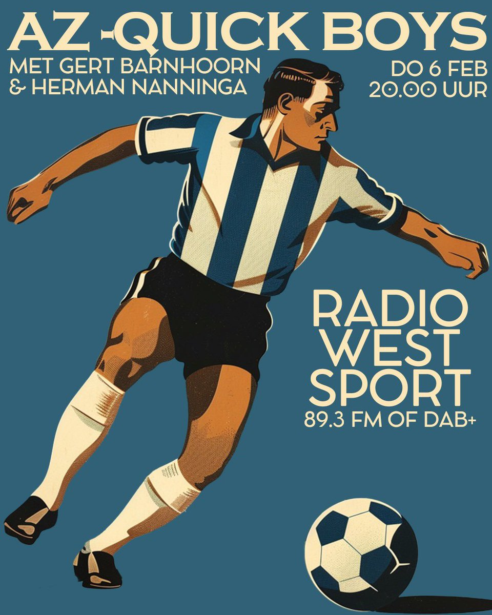 🏆 Wordt Quick Boys de vierde Nederlandse amateurclub ooit die de halve finale van de KNVB-beker haalt? De Katwijkers spelen om 20.00 uur tegen AZ. Uiteraard te volgen op Radio West (89.3fm).