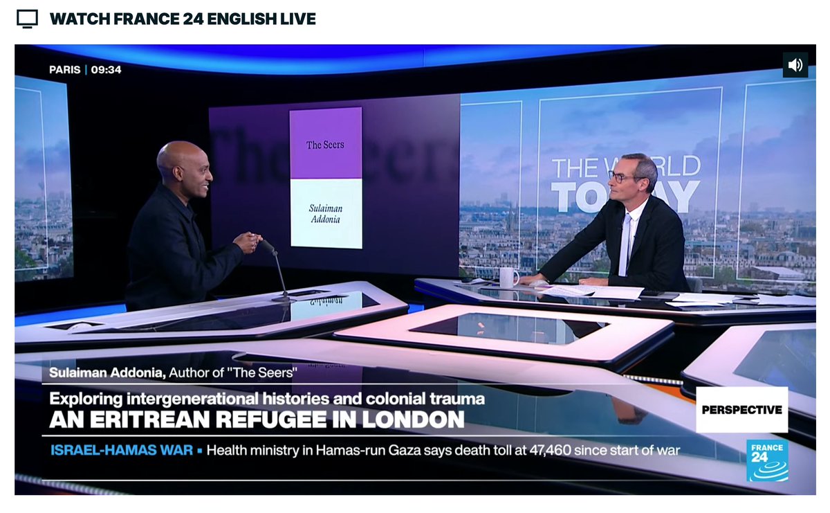 prototype (@prototypepubs) on Twitter photo So cool to watch <a href="/sulaimanaddonia/">Sulaiman Addonia</a> live on <a href="/France24_en/">FRANCE 24 English</a> earlier this morning, discussing The Seers ahead of his event at Shakespeare & Co. in Paris this evening.
shakespeareandcompany.com/events/sulaima… So cool to watch <a href="/sulaimanaddonia/">Sulaiman Addonia</a> live on <a href="/France24_en/">FRANCE 24 English</a> earlier this morning, discussing The Seers ahead of his event at Shakespeare & Co. in Paris this evening.
shakespeareandcompany.com/events/sulaima…