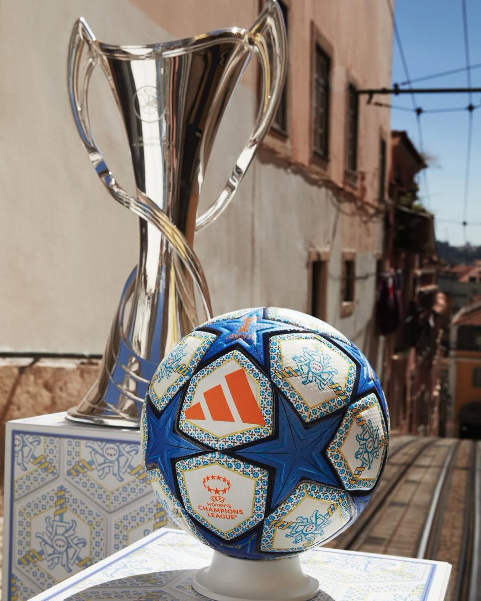 DAZNWFootball's tweet photo. Ready for the knockout rounds! 🌟⚽️

@adidasfootball unveils the official match ball for the @UWCL, inspired by Lisbon, the host city of this year’s final. With its intricate design paying homage to the iconic ‘azulejos’ tiles, this ball is set to shine on the biggest stage. 

Making its debut in the quarterfinals! 

#UWCL #UWCLonDAZN #EnjoyTheShow