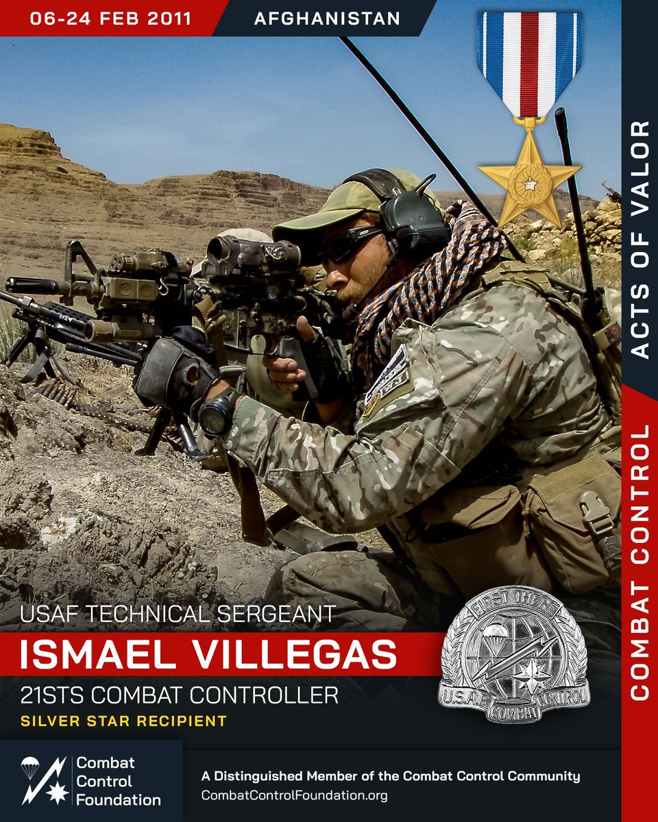 CombatControlFn's tweet photo. #CombatControl #ActsofValor - During an 18 day mission, FEB 2011, TSgt Ismael Villegas displayed remarkable bravery, risking his life to gather intelligence, coordinate air support, and rescue a wounded comrade amidst relentless enemy fire. Read more: https://t.co/uogpPVOooX https://t.co/wIHmR1zAuR