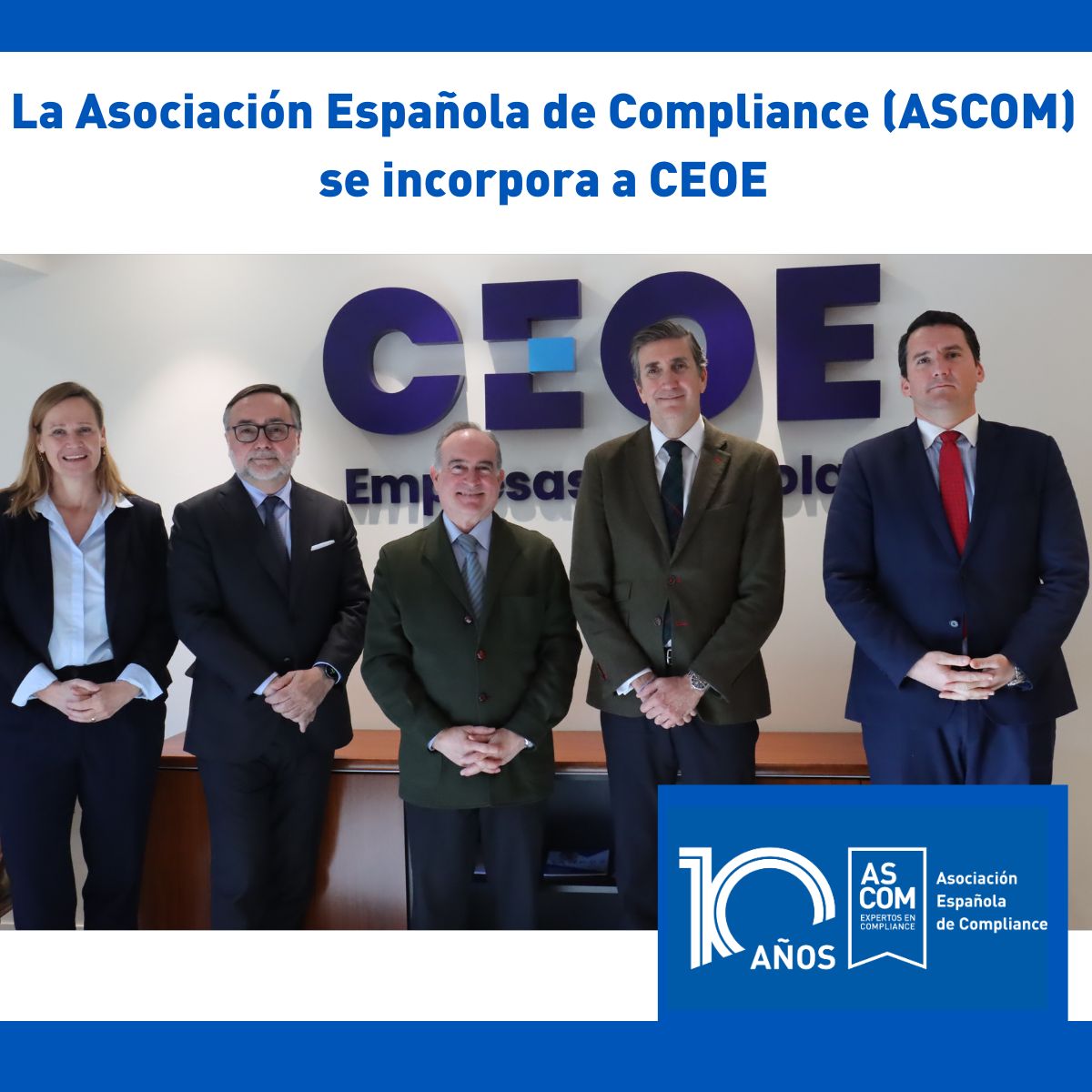 ascomGRC's tweet image. 📰 ASCOM se une a @CEOE_ES con el objetivo de contribuir a la profesionalización de la función de compliance en las #empresas  #organizaciones españolas. Puedes leer la noticia en el  #BlogAscom▶️ ttps://asociacioncompliance.com/ascom-miembro-ceoe/ 
#compliance #complianceofficer