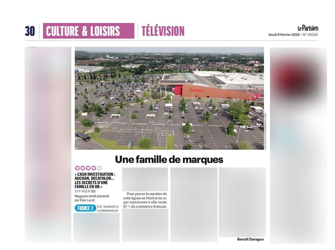 📝 Ce soir dans #CashInvestigation on « perce le mystère de cette lignée en Nord et en or ». Un article à lire dans <a href="/le_Parisien/">Le Parisien</a> 
🔴 “Auchan, Décathlon ... Les secrets d’une famille en or” une enquête de <a href="/GabrielGarciaTV/">Gabriel Garcia</a> en partenariat avec <a href="/Disclose_ngo/">Disclose</a>, présentée par